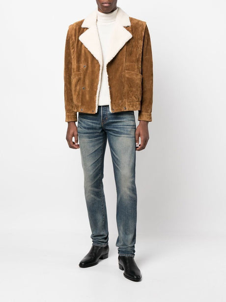 SAINT LAURENT Luxurious Double Breasted Shearling Jacket for Men