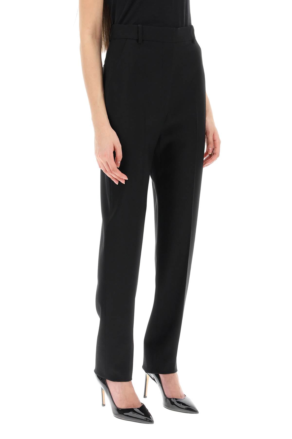 ALEXANDER MCQUEEN Classic High-Waisted Black Cigarette Trousers for Women