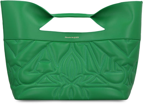 ALEXANDER MCQUEEN Chic Quilted Leather Mini Bow Handbag with Gold-Tone Accents - Green