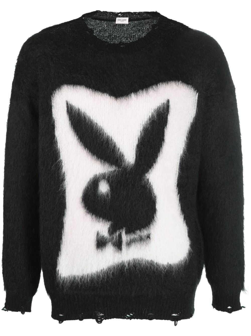 90年代男士印花兔子莫哈瑞羊毛衫