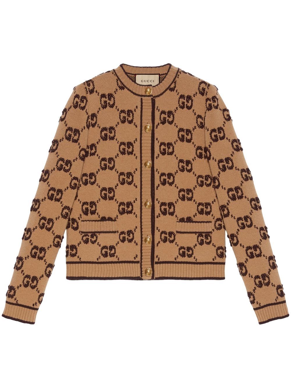 GUCCI Beige Monogram Knit Cardigan for Women - SS24 Collection