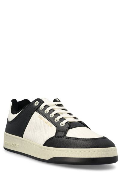 SAINT LAURENT Timeless Style and Comfort: Premium Leather and Canvas SL/61 Low-Top Sneaker for Men in Coffee