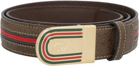 GUCCI Men's Brown Leather Belt - 3 cm Belt Height, 5.5x3 cm Buckle - SS23 Collection