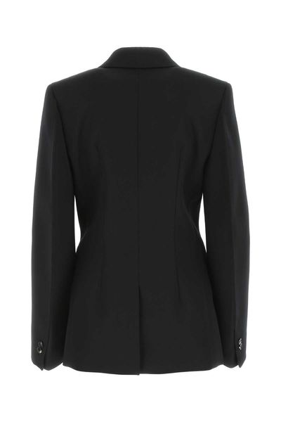 Áo khoác len đôi hàng sang trọng với cổ bằng satin cho phụ nữ mặc màu đen