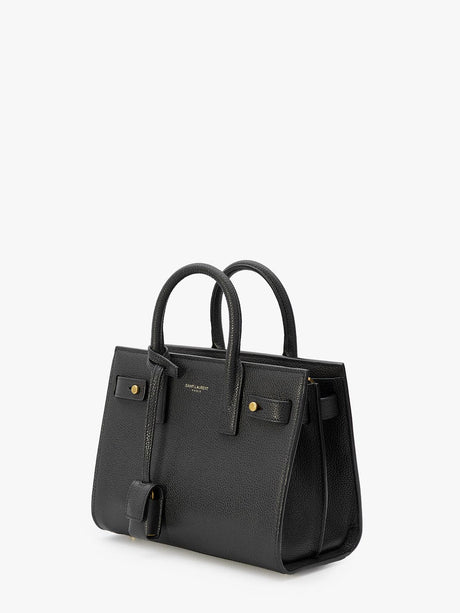 SAINT LAURENT Black Nano Handbag with Detachable Padlock and Top-Handle