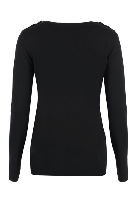 GUCCI Black Cashmere Sweater with Buttoned Placket for Women - SS23 Collection