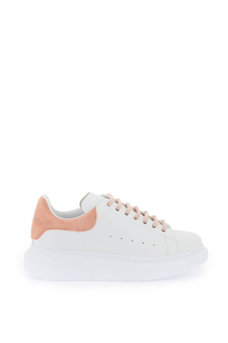 ALEXANDER MCQUEEN White Leather Low Top Trainer with Clay-Coloured Suede Detail for Women