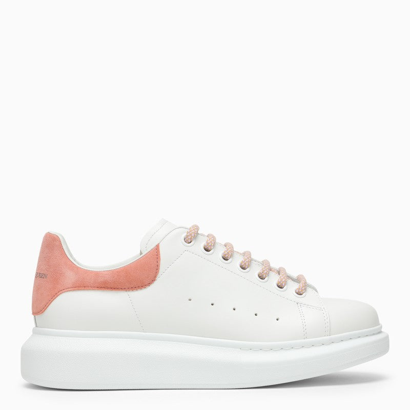 ALEXANDER MCQUEEN White Leather Low Top Trainer with Clay-Coloured Suede Detail for Women
