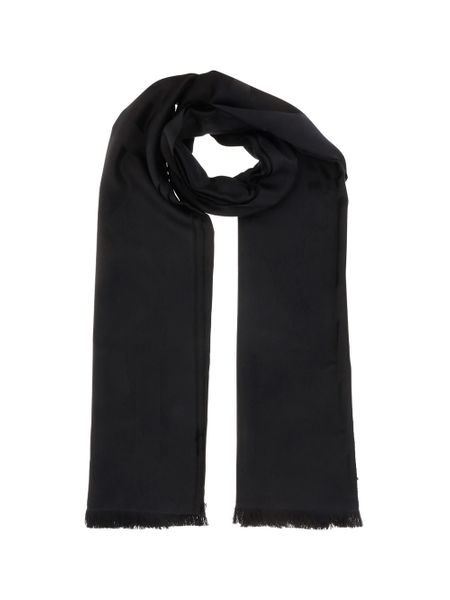 シックな黒のウールスカーフ - SS24コレクション