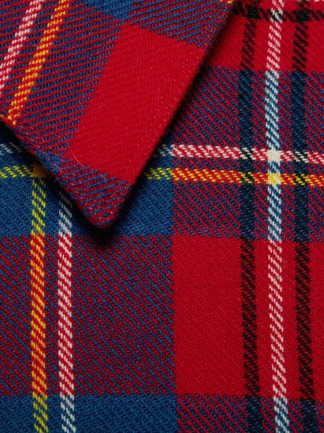 男士经典格纹羊毛混纺衬衫 - 红蓝混搭 - SS23款