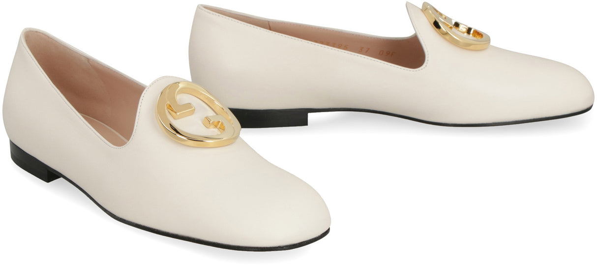 白色皮革女士芭蕾舞平底鞋-SS23系列