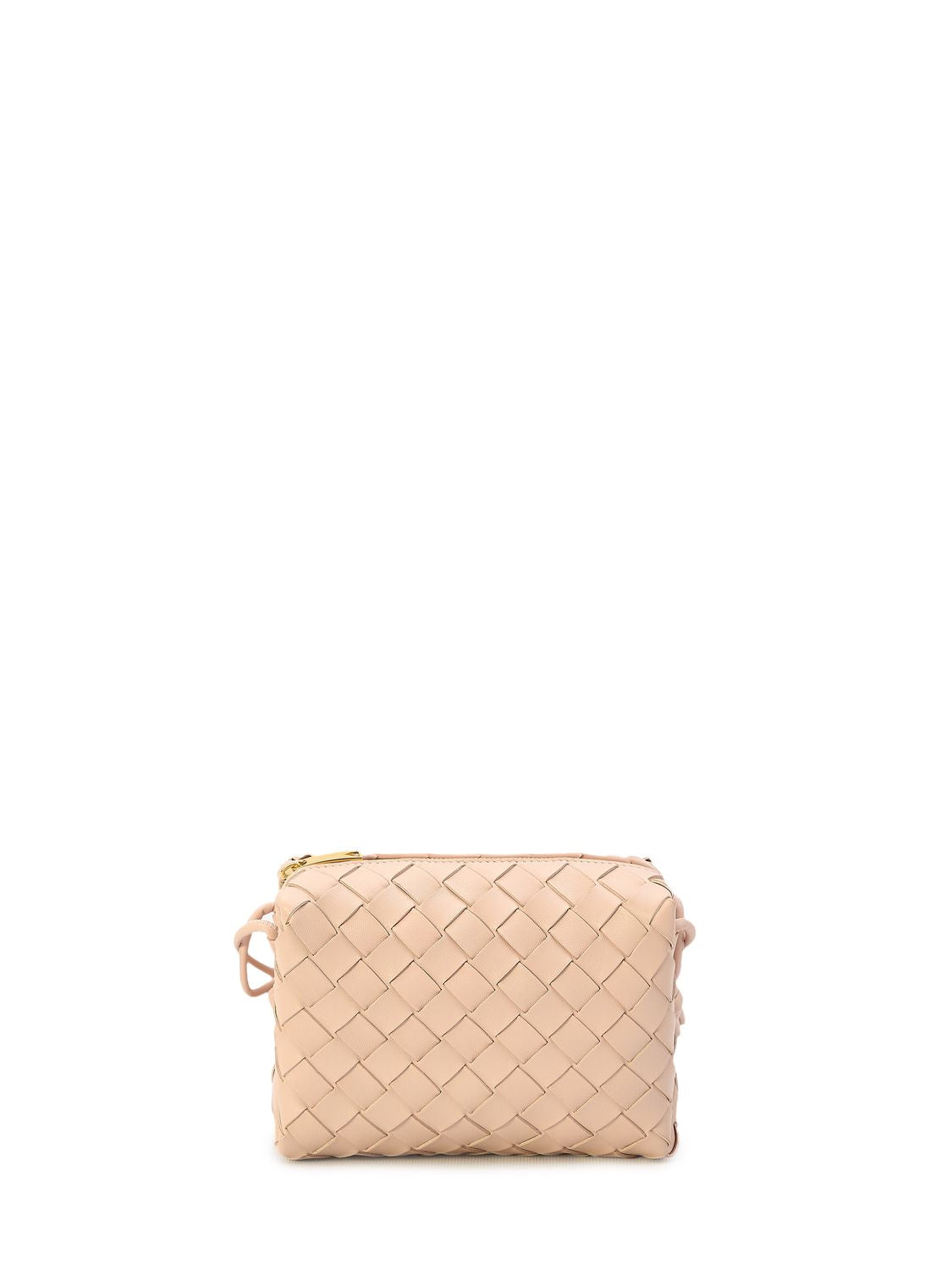 BOTTEGA VENETA Mini Loop Pink Lambskin Crossbody Bag with Intrecciato Motif and Knotted Strap, 11x17x6 cm