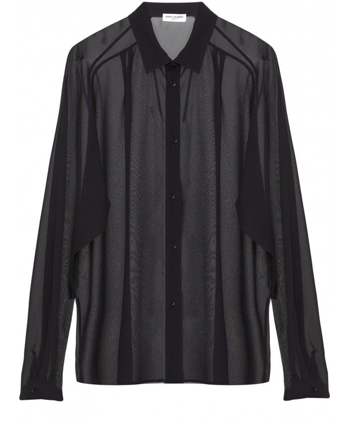透き通るシルクシャツ - 黒メンズFW23コレクション