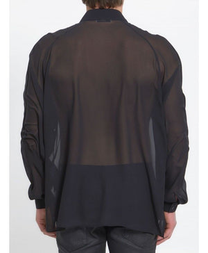 透き通るシルクシャツ - 黒メンズFW23コレクション