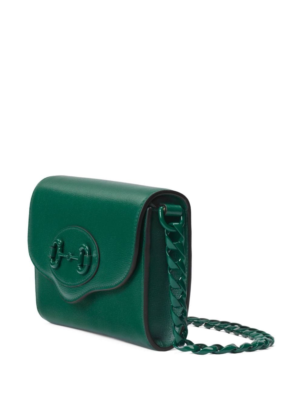 GUCCI Green Leather Horsebit Crossbody Handbag for Women