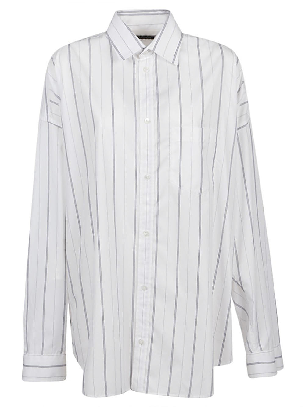 BALENCIAGA Women's Striped Cotton Shirt with Pointed Collar and Long Sleeves