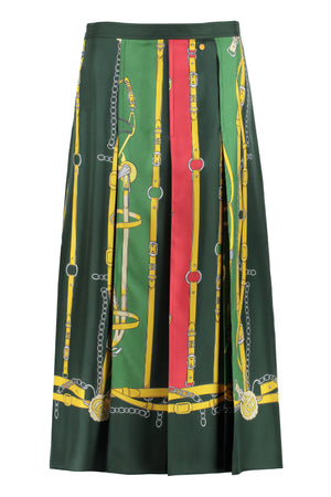 GUCCI Green Printed Pleated Skirt for Women - SS23 Collection