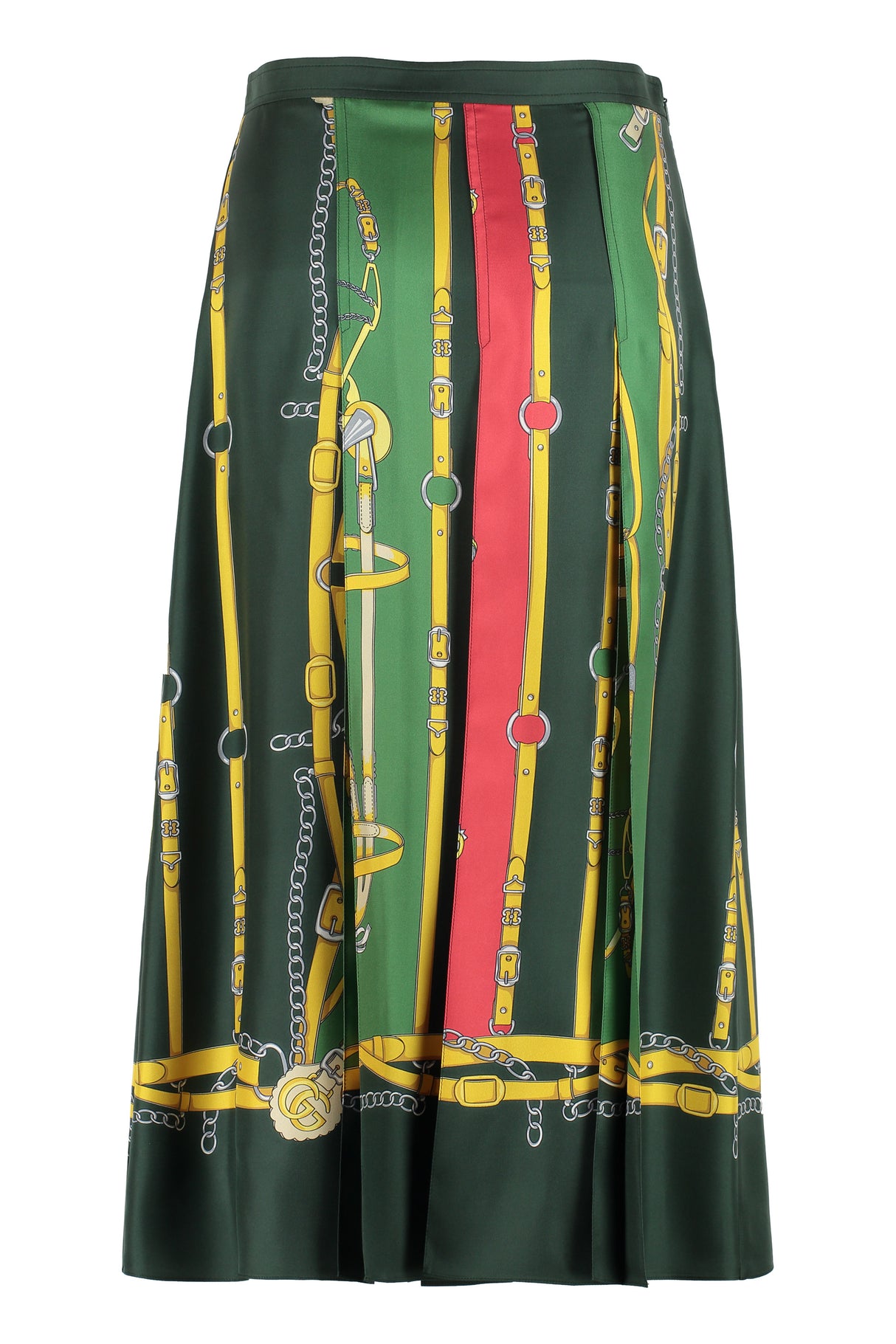 GUCCI Green Printed Pleated Skirt for Women - SS23 Collection