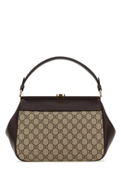 GUCCI Beige Handbag with Leather Details and Gold-Tone Hardware