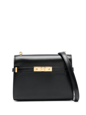 SAINT LAURENT Mini Manhattan Black Leather Crossbody Bag for Women