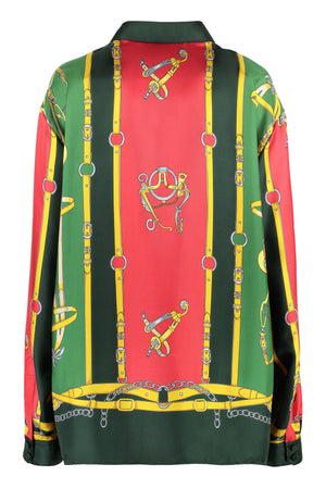 多色彩緞面扣絲綢女式襯衫-SS23系列