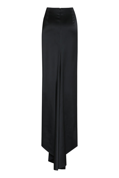 BALENCIAGA Elegant Black Satin Skirt with Train for Women - SS23