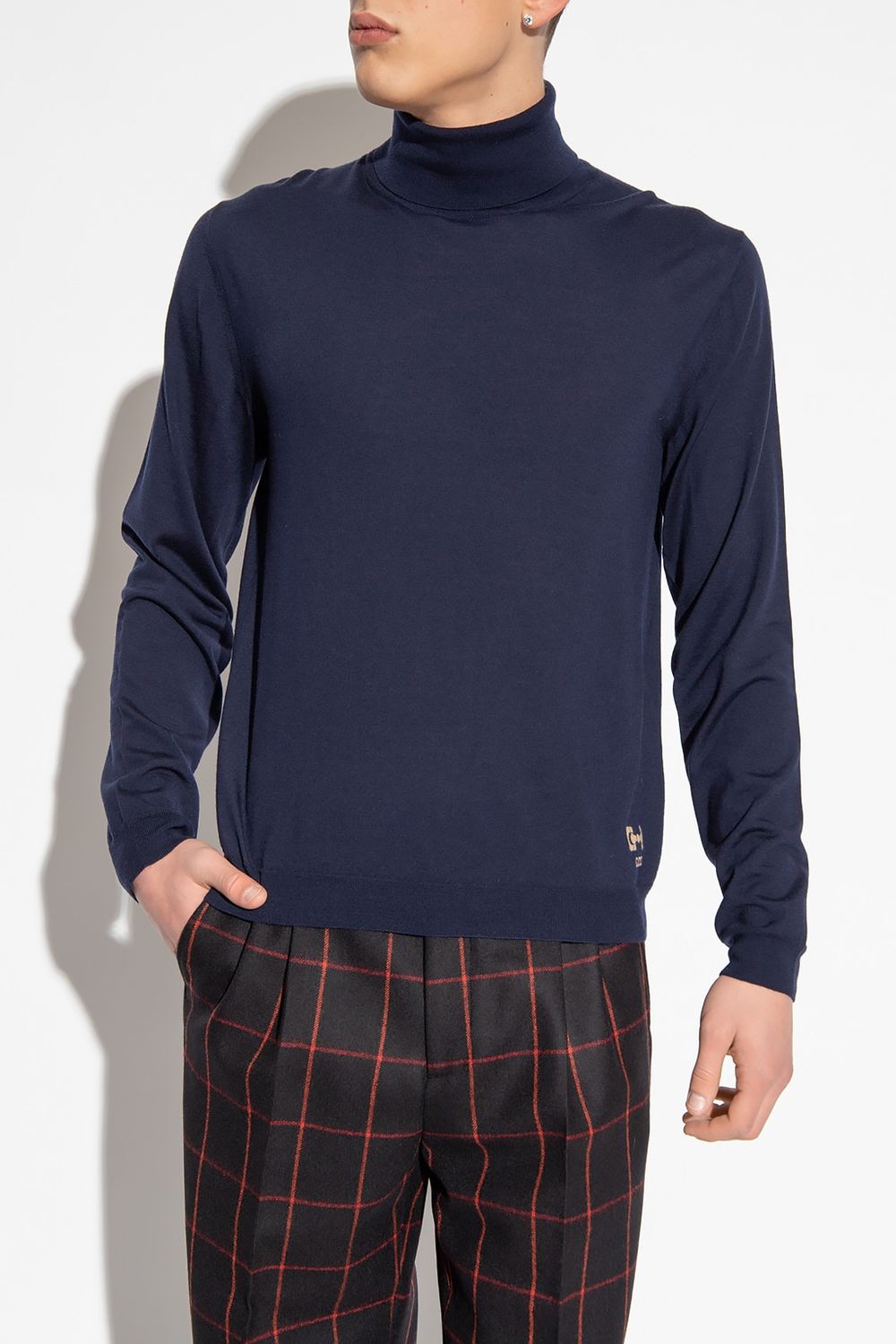 GUCCI Men's Blue Wool Turtleneck Sweater for SS23