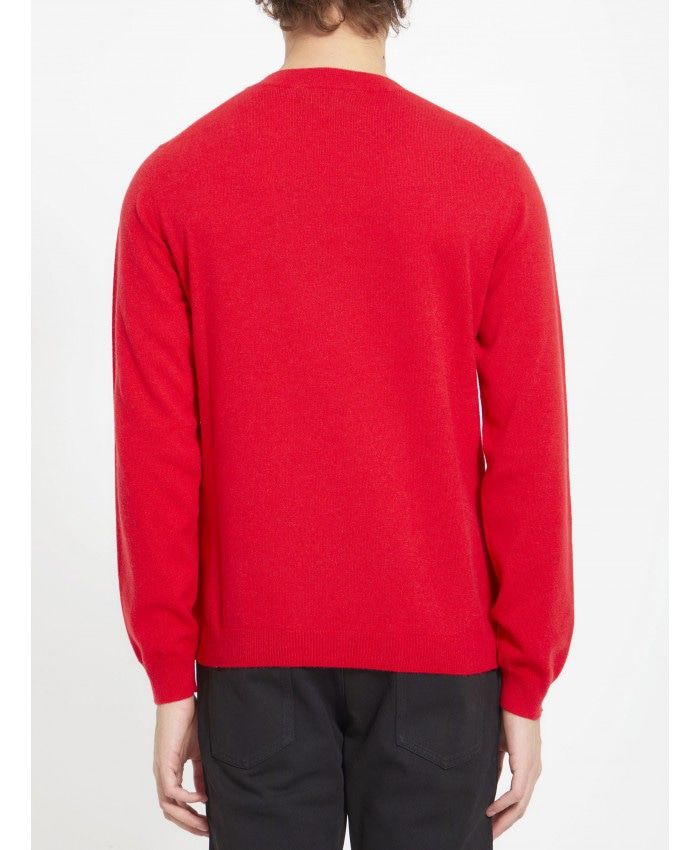 男士新款100%羊毛领子毛衣 - 大红色