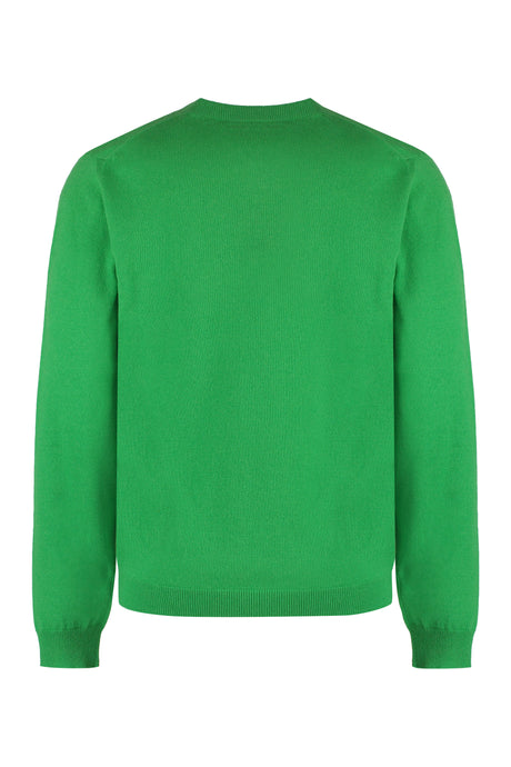綠色男士絲綢 V 領毛衣 SS23