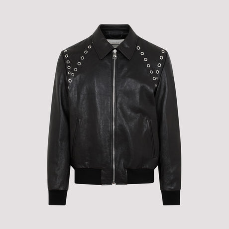 ALEXANDER MCQUEEN Men's Black Lamb Leather Jacket - SS23 Collection