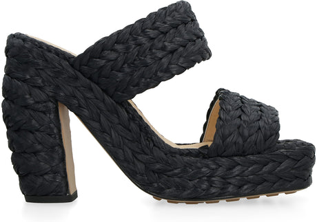 Giày cao gót bằng raffia màu đen dành cho phụ nữ - Bộ sưu tập mùa xuân hè 23