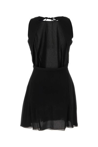 SAINT LAURENT Stunning Black Raffia Open-Back Mini Dress for Women