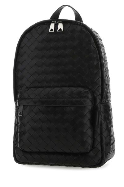 Classic Intrecciato Small Backpack in Black Calf Leather for Men