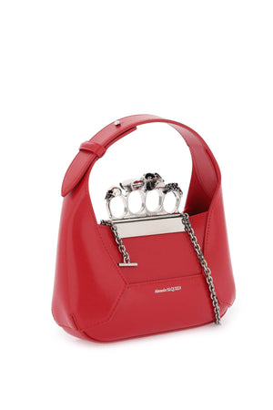 Túi xách da nữ màu đỏ phong cách hiện đại, sử dụng vòng Swarovski - Hãng Alexander McQueen