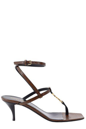 60 Brown Snake Embossed Leather Sandals for Women