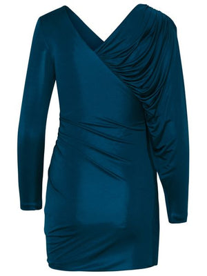 Blue Draped T-Shirt Dress -  for Women