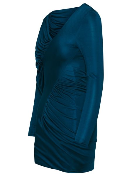 Áo đầm phối vải xanh dương cho phụ nữ - SS23