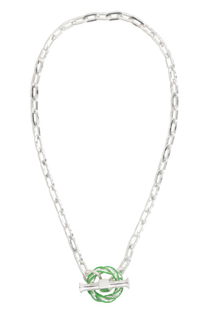 BOTTEGA VENETA Enamelled Charm Chain Silver Necklace for Women - SS23 Collection