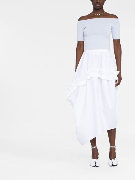 白色半袖不规则棉质女裙 - SS23系列
