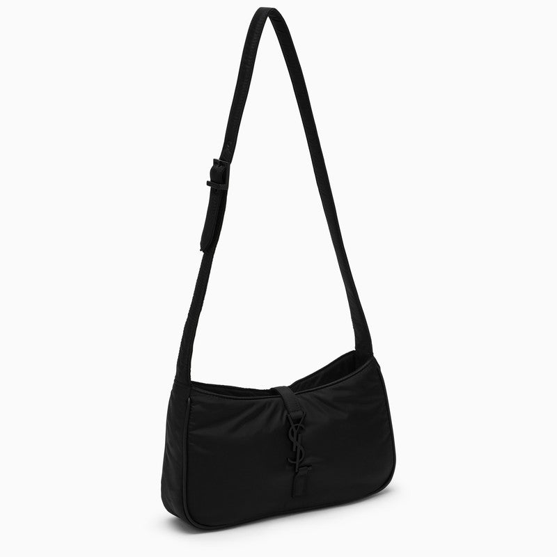 SAINT LAURENT Black Shoulder Handbag - Recycled Nylon, Tone-on-Tone Metal Logo, Adjustable Strap - Men's SS23 Collection