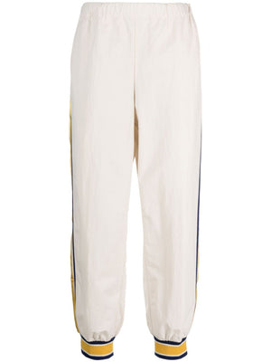 Men's White Striped Elastic Track Pants for FW23
