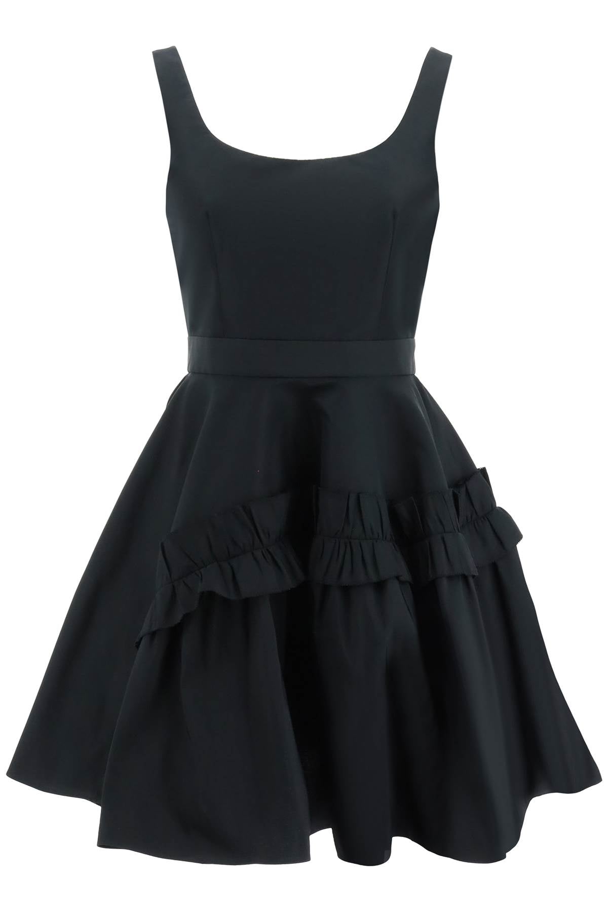 黑色迷你褶裥连衣裙-无袖紧身上衣和迷你圆裙-SS23款