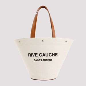 SAINT LAURENT Greige Rive Gauche Tote Handbag for Women