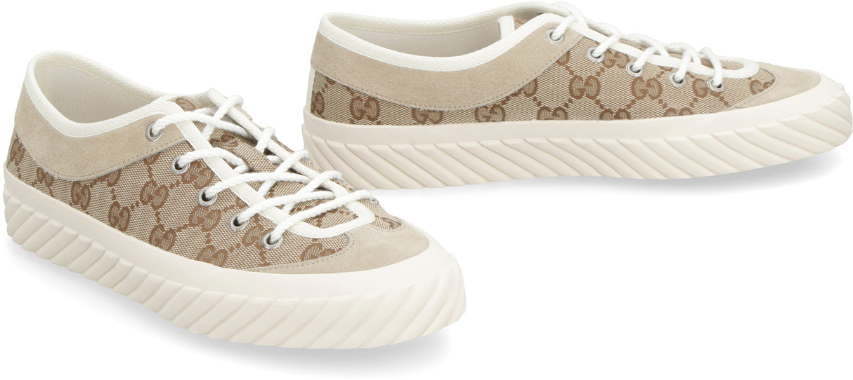 GUCCI Beige Fabric Low-Top Sneakers for Men