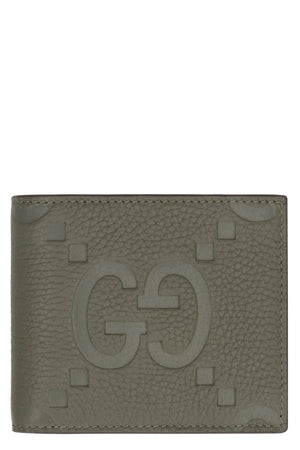 GUCCI Men's Jumbo Leather Wallet with GG Print in Panna for FW23