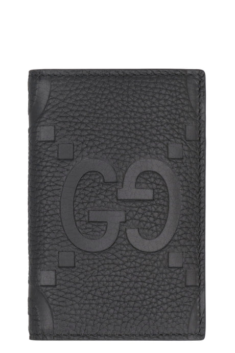GUCCI Jumbo Black Leather Card Holder for Men - FW23 Collection