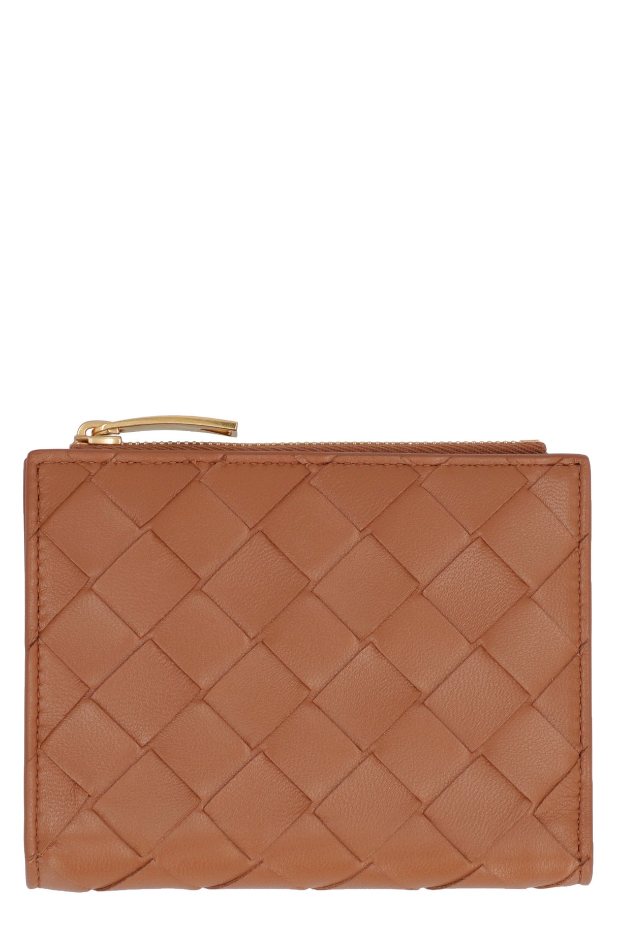 BOTTEGA VENETA Luxurious Bifold Wallet made with Nappa Leather for Women in Warm Brown