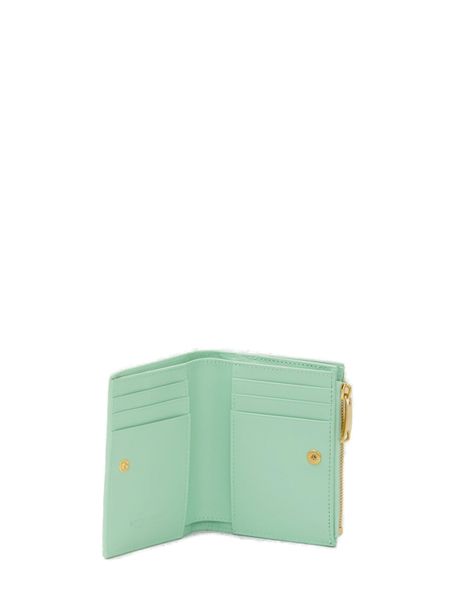 Intrecciato Green Leather Bi-Fold Wallet for Women - FW23 Collection