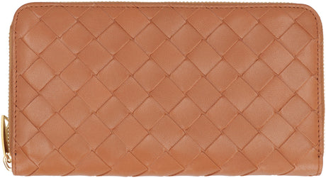 时髦女士必备-柔顺皮革拼接的奢华棕色拉链长钱包 - 2024秋冬品牌系列