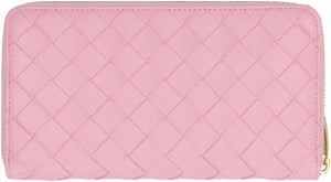 BOTTEGA VENETA Leather Zip-Around Wallet in Pink for Women - SS24 Collection
